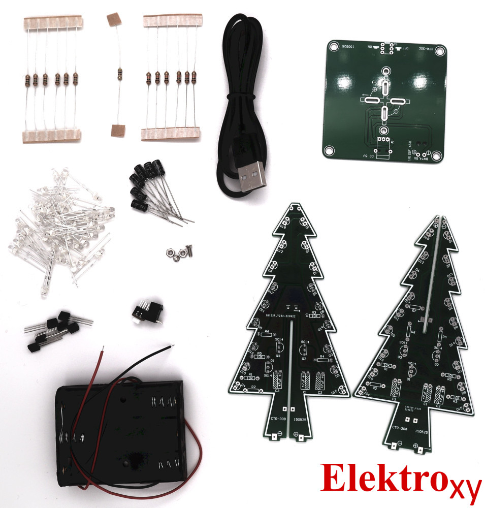 DIY LED Weihnachtsbaum Kit zum Löten mit bunt blinkenden Lichtern